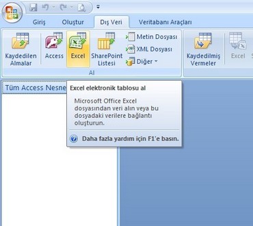 Access den Excele Veri Alma